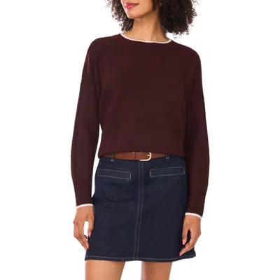 Vince Camuto Tipped Crewneck Sweater In Red