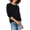 Vince Camuto Tipped Crewneck Sweater In Rich Black