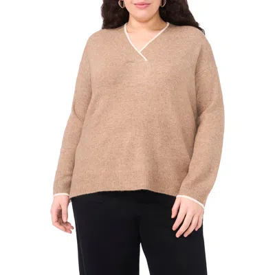 VINCE CAMUTO VINCE CAMUTO TIPPED CROSS V-NECK COZY SWEATER