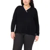 Vince Camuto Tipped Cross V-neck Cozy Sweater In Rich Black