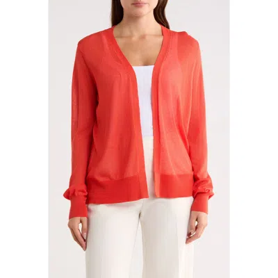 Vince Camuto Tissue Knit Cardigan In Red