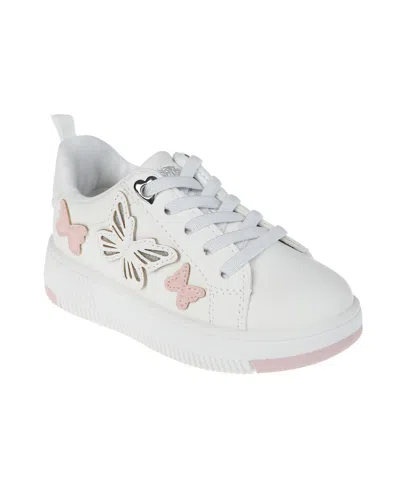 Vince Camuto Kids' Toddler Girl's Court Sneaker With 3-d Butterflies, Vc Rivet, Heart Eyelets, And Elastic Laces Polyur In White Multi