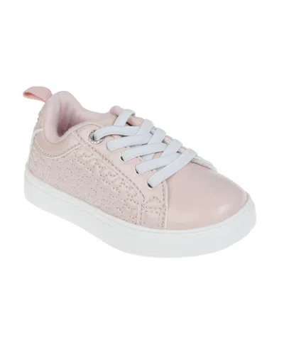 Vince Camuto Kids' Toddler Girl's Court Sneaker With Butterfly Underlay, Ab Rhinestones, And Elastic Laces Polyurethane In Pink