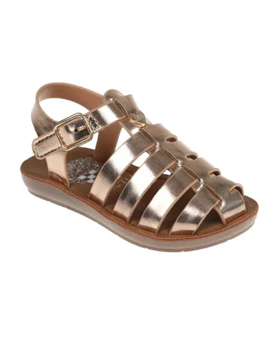 Vince Camuto Kids' Toddler Girl's Fisherman Sandal With Adhesive Closure And Vc Heart Rivet Polyurethane Sandals In Rose Gold