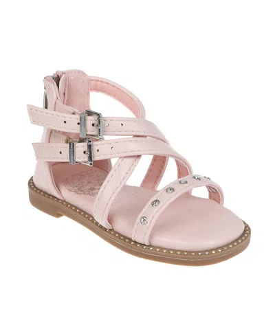Vince Camuto Kids' Toddler Girl's Gladiator Sandal With Encased Rhinestones Polyurethane Sandals In Blush