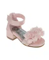 Vince Camuto Toddler Girl's Heel With Chiffon Flowers And Adhesive Closure Polyurethane Sandals In Pink