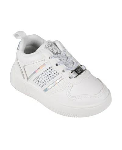 Vince Camuto Kids' Toddler Girls Elastic Laces Rhinestones Court Sneaker In White