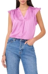 Vince Camuto Tonal Satin Stripe Flutter Sleeve Top In Dusty Lavender