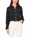 Vince Camuto Top Stitched Blouse In Black