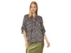 Vince Camuto Top Women's Small Black Animal Print Pin Tuck Ruffle Sleeve Jdm135 (black,regular,s) In Black