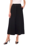 Vince Camuto Topstitch A-line Maxi Skirt In Black