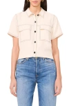 Vince Camuto Topstitched Short Sleeve Button-up Shirt In Neutral