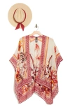 Vince Camuto Tropical Blooms Topper & Sun Hat Set In Neutral Rust