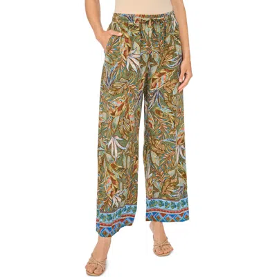 Vince Camuto Tropical Print Drawstring Wide Leg Pants In Multi