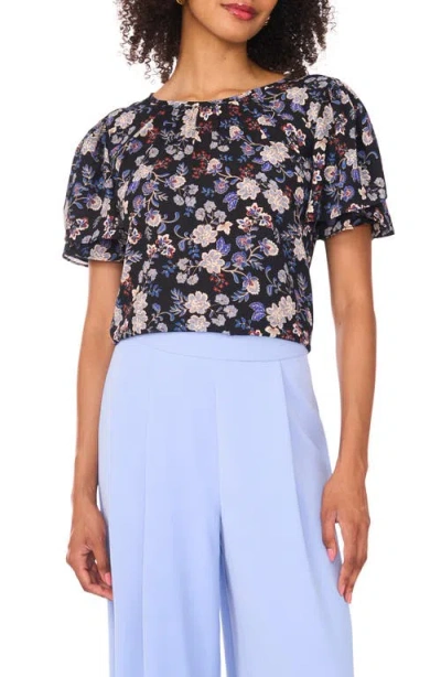 Vince Camuto Tulip Sleeve Top In Blue