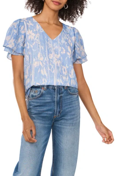 Vince Camuto Tulip Sleeve Top In Lake Breeze