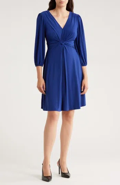 Vince Camuto Twist Front Balloon Sleeve Fit & Flare Dress In Blue