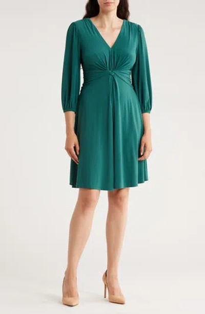 Vince Camuto Twist Front Balloon Sleeve Fit & Flare Dress In Green