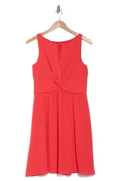 Vince Camuto Twist Front Chiffon Fit And Flare Dress In Strawberry