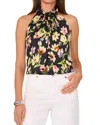 Vince Camuto Floral Sleeveless Top In Rich Black
