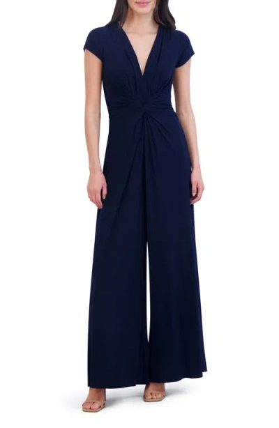 Vince Camuto Twist Front Jersey Jumpsuit In Blue