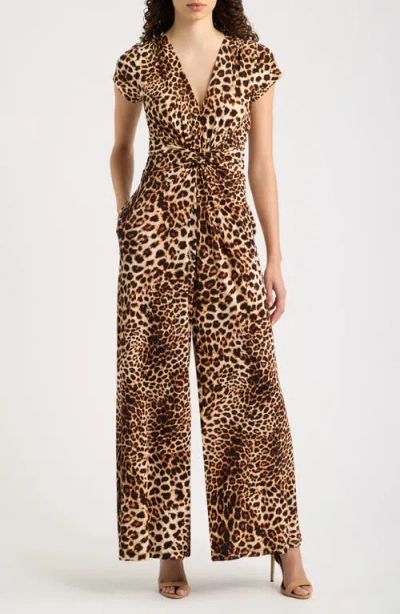 Vince Camuto Twist Front Jumpsuit In Brown