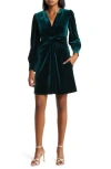 Vince Camuto Velvet Twist Front Dress In Hunter