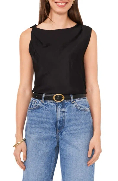 Vince Camuto Twist Shoulder Sleeveless Top In Rich Black
