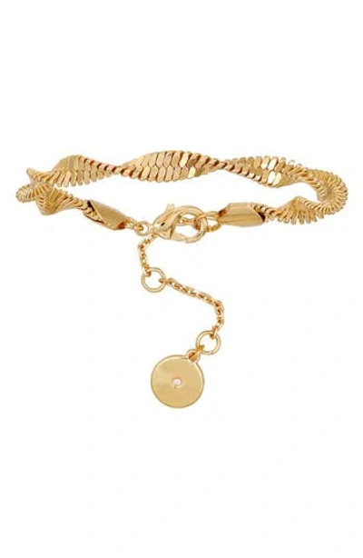 Vince Camuto Twisted Herringbone Chain Bracelet In Goldtone