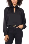 Vince Camuto Twisted Mock Neck Long Sleeve Top In Rich Black