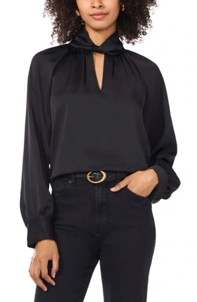 Vince Camuto Twisted Mock Neck Long Sleeve Top In Rich Black