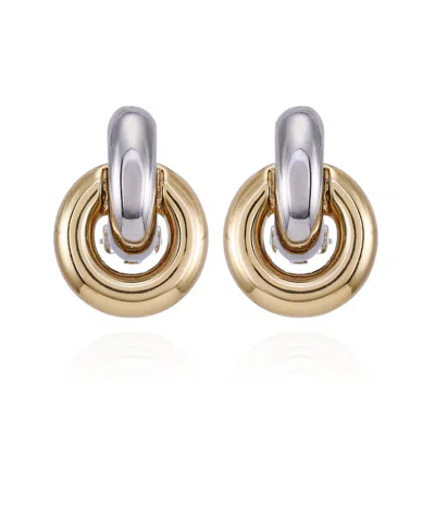 Vince Camuto Two-tone Double Hoop Link Clip On Earrings In Gold