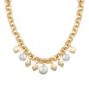 Vince Camuto Two Tone Gilded Leaf Charm Statement Necklace In Gold