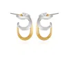 Vince Camuto Two Tone Gilded Leaf Hoop Earrings In Brown