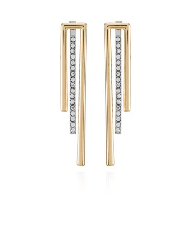 Vince Camuto Two-tone Glass Stone Drop Dangle Earrings In Gold