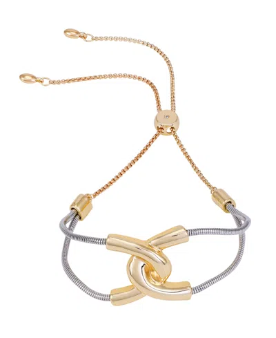 Vince Camuto Two-tone Hooked Link Slider Bracelet In Gold
