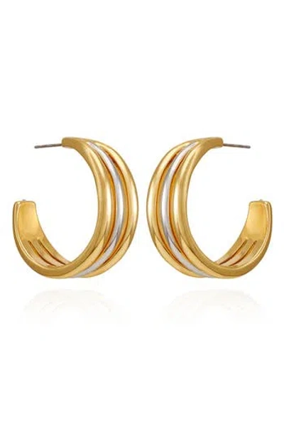 Vince Camuto Two Tone Hoop Earrings In Gold