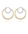 VINCE CAMUTO TWO-TONE LARGE DOUBLE HOOP EARRINGS