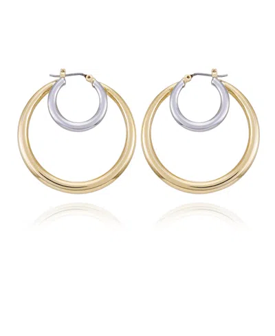 Vince Camuto Two-tone Large Double Hoop Earrings In Gold