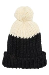 Vince Camuto Two-tone Pompom Beanie In Black