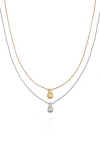 Vince Camuto Two-tone Teardrop Pendant Layered Necklace In Gold