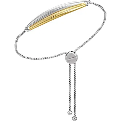 Vince Camuto Two-tone Curved Bar Slider Bracelet In Silver