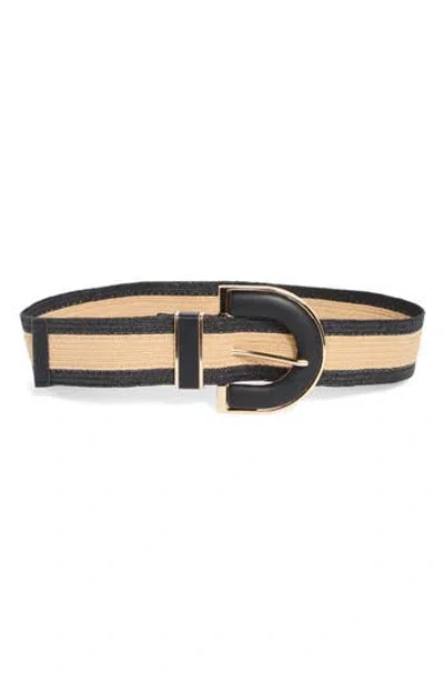 Vince Camuto Two-tone Stretch Straw Belt In Multi