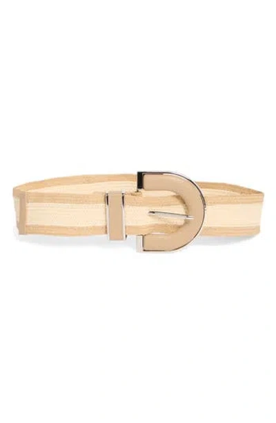 Vince Camuto Two-tone Stretch Straw Belt In Nude