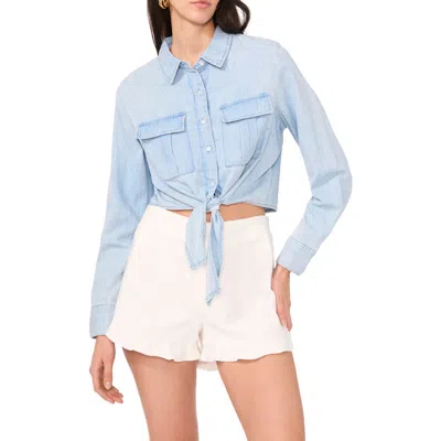 Vince Camuto Utility Tie Hem Chambray Button-up Shirt