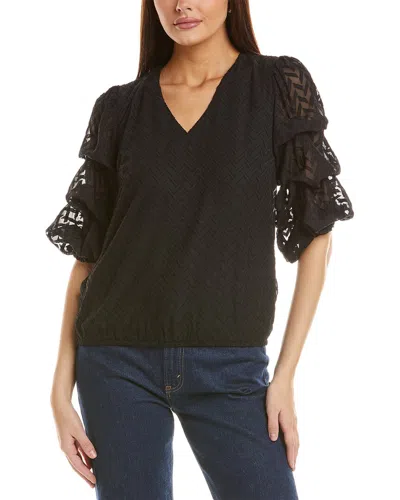 VINCE CAMUTO V NECK BUBBLE SLEEVE TOP