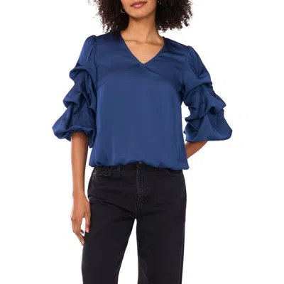 Vince Camuto V-neck Bubble Sleeve Top In Blue
