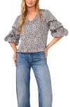 Vince Camuto V-neck Bubble Sleeve Top In Black