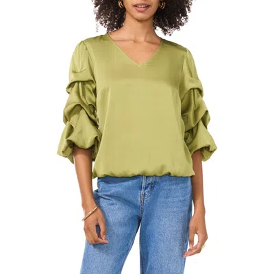 Vince Camuto V-neck Bubble Sleeve Top In Green