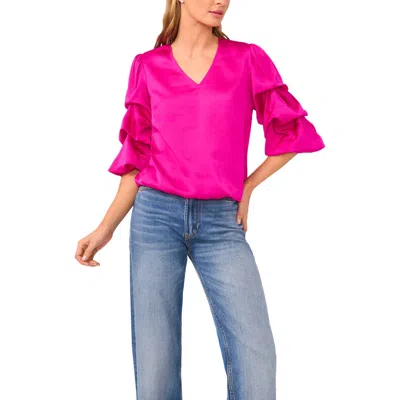 Vince Camuto V-neck Bubble Sleeve Top In Pink